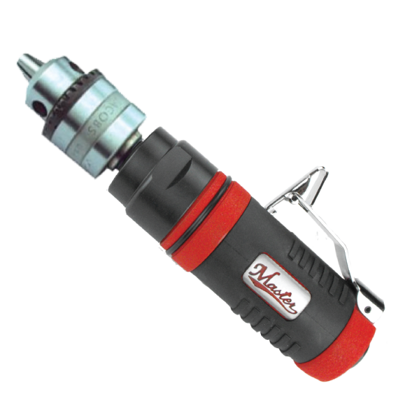 Taladro neumático en línea recto industrial Master Palm 28680 de 3/8" para trabajo pesado, mandril Jacobs con llave, 2500 RPM, 0,9 HP, no reversible