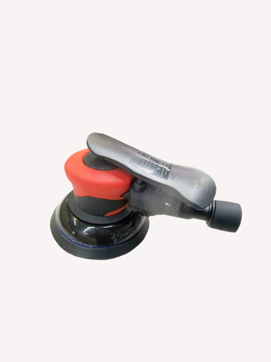 Lijadora orbital aleatoria de palma Master Palm 58560 de 5 pulgadas con mango antiestático y sistema central de extracción de polvo - 58560/57560